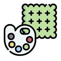 A paint brush and palette with a green square vector