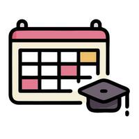 A calendar with a graduation cap and a graduation cap vector