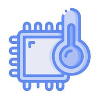 A thermometer and a computer chip icon vector