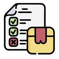 A box with a check mark and a paper vector