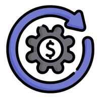 A dollar sign in a circle with gears and a dollar sign vector
