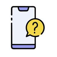 Mobile phone with question mark icon illustration vector