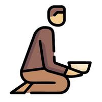 A man is kneeling down and holding a bowl vector