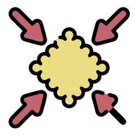 A yellow and pink square with arrows pointing to it vector