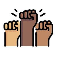 A group of fists with one hand up vector