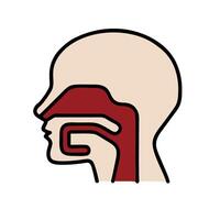 A person's head with a red line running down the side vector