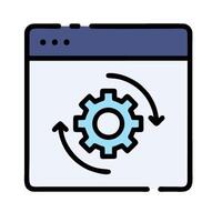 A web page with a gear wheel and arrow vector