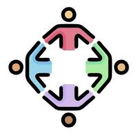People holding hands in a circle with a white background vector