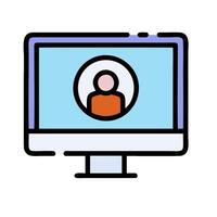 A computer monitor with a person on it vector