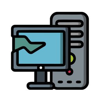computadora monitor con un verde flecha señalando a eso vector