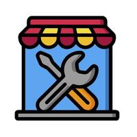 A shop with tools and a window vector