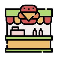 A hamburger stand with a sign on it vector