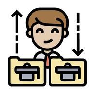 A cartoon man with a folder and a folder icon vector
