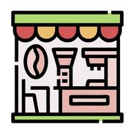 A coffee shop with a counter and a window vector