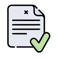 A check mark on a document icon vector