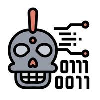 A robot skull with a computer chip on it vector