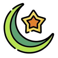 A crescent and star with a green and yellow background vector