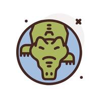 A cartoon crocodile in a circle with a star on top vector