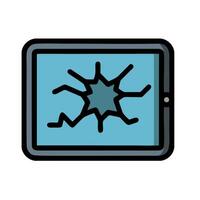 A tablet computer with a cracked screen vector