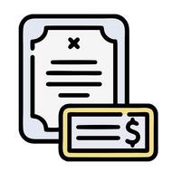 A check and a paper document icon vector