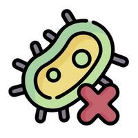 A cartoon image of a virus with a red cross vector