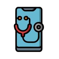 A phone with a stethoscope on it vector