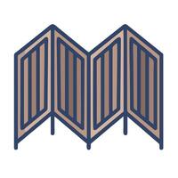 A three panel folding screen with a brown and blue design vector