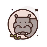 A hippo in a circle with a green leaf vector