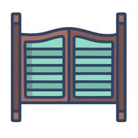 A wooden door with shutters on it vector