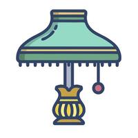 A lamp with a green shade and a yellow base vector