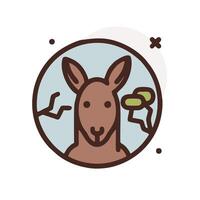 A kangaroo in a circle with a tree in the background vector