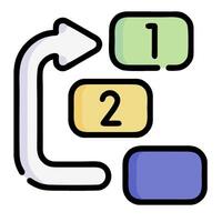 A diagram of a clock with two arrows pointing to the left and right vector