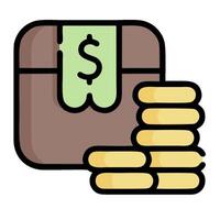 Money icon with a coin and a wallet vector