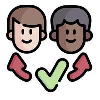 Two people with a check mark on their heads vector