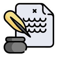 A pen and paper with a quill and ink vector