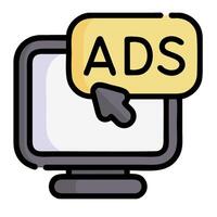 Ads icon on a computer monitor vector