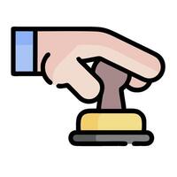 A hand pushing a button on a door vector