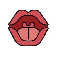 A red open mouth with a tongue sticking out vector