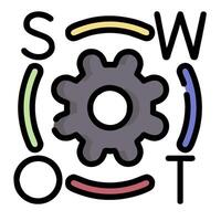 Swot logo with gears and a circle vector