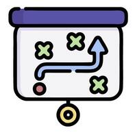 A white board with a bunch of arrows and a clock vector