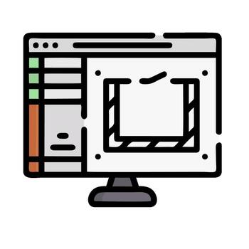 A computer monitor with a screen and a keyboard vector