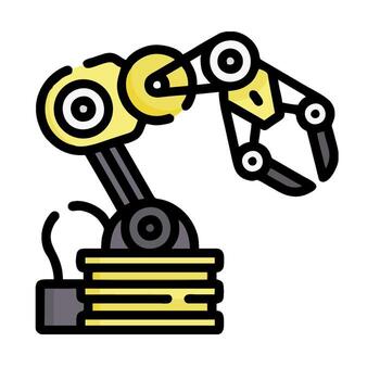 Robotic arm with a coin on top of it vector