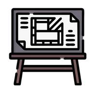 A black and white drawing on a white easel vector