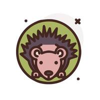 A hedgehog in a round circle with a green background vector