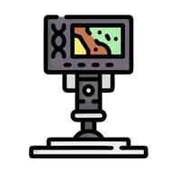 A camera on a tripod with a map on it vector