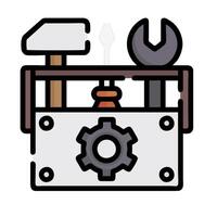 A toolbox with tools and a wrench vector