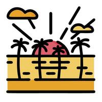 A beach with palm trees and sun vector