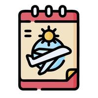 A calendar with an airplane and sun on it vector