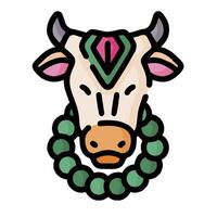 A cow with a necklace on its head vector