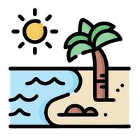 A beach with palm trees and a sun vector